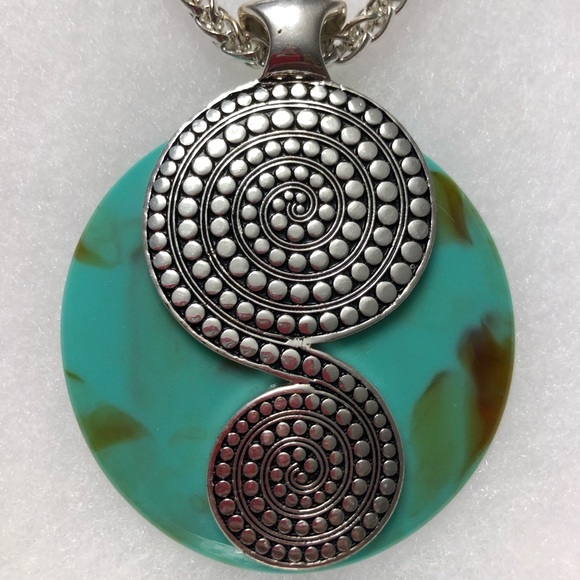 ⬇️ Turquoise pendent necklace with earrings - Picture 6 of 7